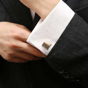 Cổ Điển Giá Thấp Sang Trọng Mens Mạ Vàng Hai-Tone Thiết Kế Quảng Trường Brass Mens Khuy Măng Sét Đồ Trang Sức - Product Image 2