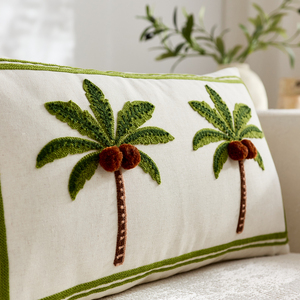 Fodera per cuscino decorativa di lusso <span class=keywords><strong>in</strong></span> <span class=keywords><strong>cotone</strong></span> e lino, trapuntata e ricamata con palme, per divano e arredamento casa - Product Image 5
