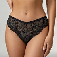 Nouveau design Culotte string en dentelle rouge pour adolescente avec petites fleurs imprimées culotte bikini string