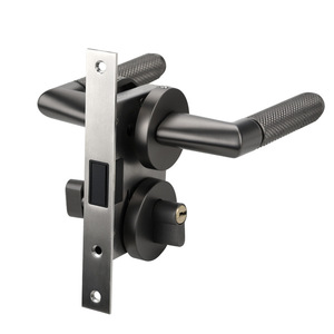Serrure de porte intérieure en bois avec poignée en alliage de zinc et d'aluminium laminé, à aspiration magnétique et silencieuse, par le fabricant - Product Image 1
