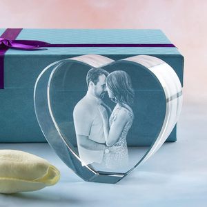 Décoration d'intérieur en cristal 3D en forme de cœur avec <span class=keywords><strong>photo</strong></span> personnalisée et base LED - Product Image 4