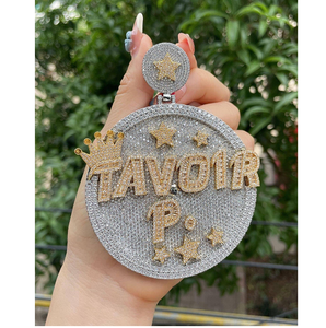 Colgante de Letra con Diamante Cultivado en Laboratorio VVS Personalizado, Corte Brillante, Estilo Clásico, Chapado en Oro de 14K, Joyería Unisex - Product Image 3