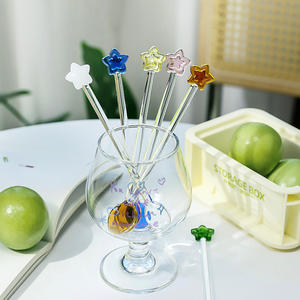 ช้อนดาวขนมนมสุดสร้างสรรค์สไตล์ญี่ปุ่นช้อนกลมทำจากแก้วสีช้อนคนต้มกาแฟด้ามยาวน่ารัก - Product Image 2