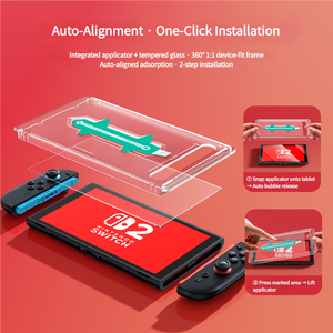 Protector de Pantalla de Vidrio Templado con Marco de Alineación Automática a Prueba de Golpes de Grado Militar para Consola <span class=keywords><strong>Nintendo</strong></span> Switch 2, Venta al Por Mayor - Product Image 6