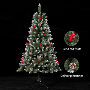Pointed <b>Spray</b> White Pine Cones Red Berries Eco-friendly PVC Material Metal Stand Christmas Tree Hotel Mall Decoration <b>Set</b> - Product Image 2