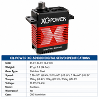 Servomoteur robotique industriel 130 kg XQ-POWER XQ-S9130D sans balais, engrenage en acier inoxydable, 16,8 V, couple élevé, pièces d'avion RC en aluminium CNC