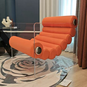 Poltrona decorativa per il tempo libero trasparente in acrilico di design italiano adatta per la casa soggiorno sedia sospesa per il tempo libero - Product Image 2