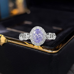 Sette. Un anello S925 <span class=keywords><strong>gioielli</strong></span> moda taglio ovale viola zirconi rodiato anelli per matrimonio - Product Image 4