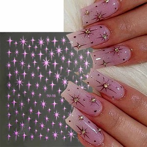 1 Pieza de Adhesivos para Uñas con Diseño de Explosión Estelar Y2K, Decoraciones Brillantes Doradas y Plateadas para <span class=keywords><strong>Manicura</strong></span> <span class=keywords><strong>Francesa</strong></span> con Láser, Calcomanías para Uñas DIY - Product Image 2