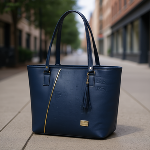 Sac fourre-tout en cuir véritable pour femme Fana Cayetana bleu marine M3845 renforcé élégant pour usage quotidien - Product Image 2