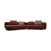 Italienisches Frei Kombinierbares Modulares Gerades Sofa Modernes Rotes Bouclé-Stoff Armloses Schaumstoffgefülltes Sektional-Sofa-Set