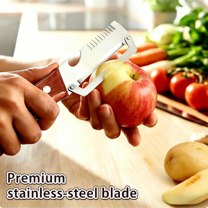 Nuevo Diseño de Pelador de Verduras Multifuncional 3 en 1 con Mango de Madera, Rallador y Abrebotellas para Frutas y Verduras - Product Image 6