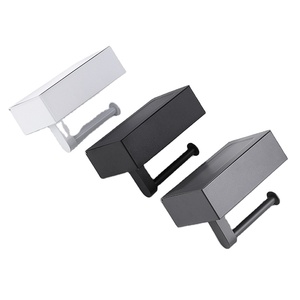 Porte-papier toilette mural moderne, design minimaliste rectangulaire en aluminium, noir, gris, blanc, pour salle de bain - Product Image 1