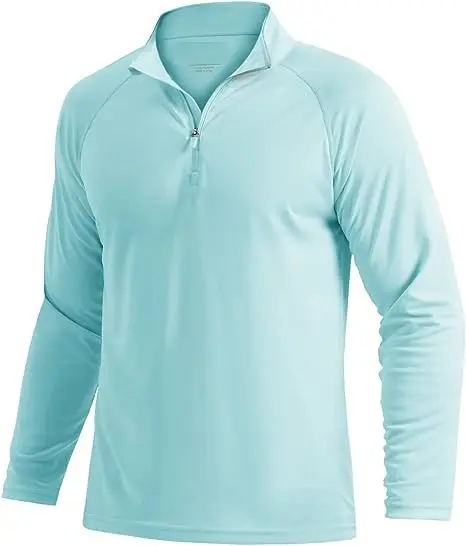 Camisas de manga larga con cremallera 1/4 para hombre, camisetas de protección UV SPF UPF 50 +, camisas para el sol, ligeras, de secado rápido, camisetas de natación para Golf