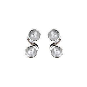 Pendientes de Plata S925 con Doble Cuentas para Mujer, Accesorios de Perlas Personalizables DIY, Componentes de Joyería con Base Vacía - Product Image 5