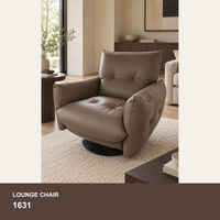 Fauteuil lounge moderne en cuir 1631, fauteuil pivotant d'appoint rembourré pour salon et coin lecture