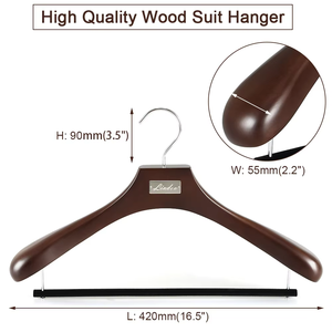 Accesorios de exhibición de ropa de madera de gama alta con logotipo personalizado Premium, barra de pantalones antideslizante para abrigos pesados - Product Image 3