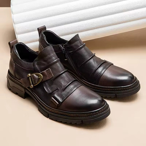 Zapatos de Vestir Oxford para Hombre, con Cierre Metálico y Hebilla, de Cuero Vacuno Genuino, para Negocios, que Aumentan la Estatura - Product Image 1
