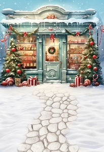 ฉากหลังถ่ายภาพ ฤดูหนาว คริสต์มาส โรงนา ประตูไม้ หิมะ ต้นคริสต์มาส เด็กๆ ครอบครัว ภาพถ่ายบุคคล ตกแต่ง ฉากหลัง สตูดิโอถ่ายภาพ - Product Image 3