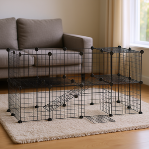 Enclos pour animaux de compagnie pliable en métal à 36 panneaux rectangulaires pour lapins, chatons et petits animaux, noir D0100X3HG9T - Product Image 2