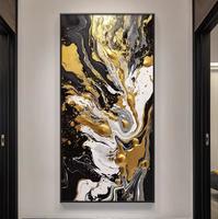 Peinture décorative personnalisée de luxe abstraite vert doré pour hôtels Art mural en porcelaine Cadres en cristal Décoration murale de porche en papier