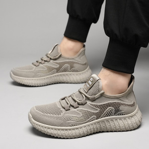 Zapatos Casuales de Malla Tejida Beige para Hombre, Ligeros, Transpirables, Sin Cordones, Cómodos para Caminar, Correr y Hacer Deporte al Aire Libre - Product Image 3