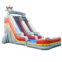 Toboggan aquatique gonflable direct usine avec piscine amovible, design gris marbré, aires de jeux aquatiques pour enfants pour l'été et les loisirs en plein air