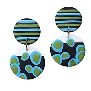 Stylish Geometric Resin Hoop <b>Earrings</b> Women's Acrylic Resin <b>Red</b> Black White Striped Handmade Party Trendy Jewelry for Woman - Product Image 5