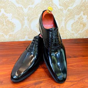 Zapatos Oxford de Vestir para Hombre, de Cuero Genuino de Lujo, Hechos a Mano, con Punta Cuadrada, Cordones, Antideslizantes, Transpirables, con Diseño de Parches, para Bodas y Negocios, Nuevos - Product Image 5