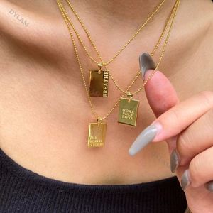 Collier Dylam en argent sterling 925, style rétro chic, pendentif rectangulaire minimaliste avec alphabet brillant, chaîne à perles - Product Image 4