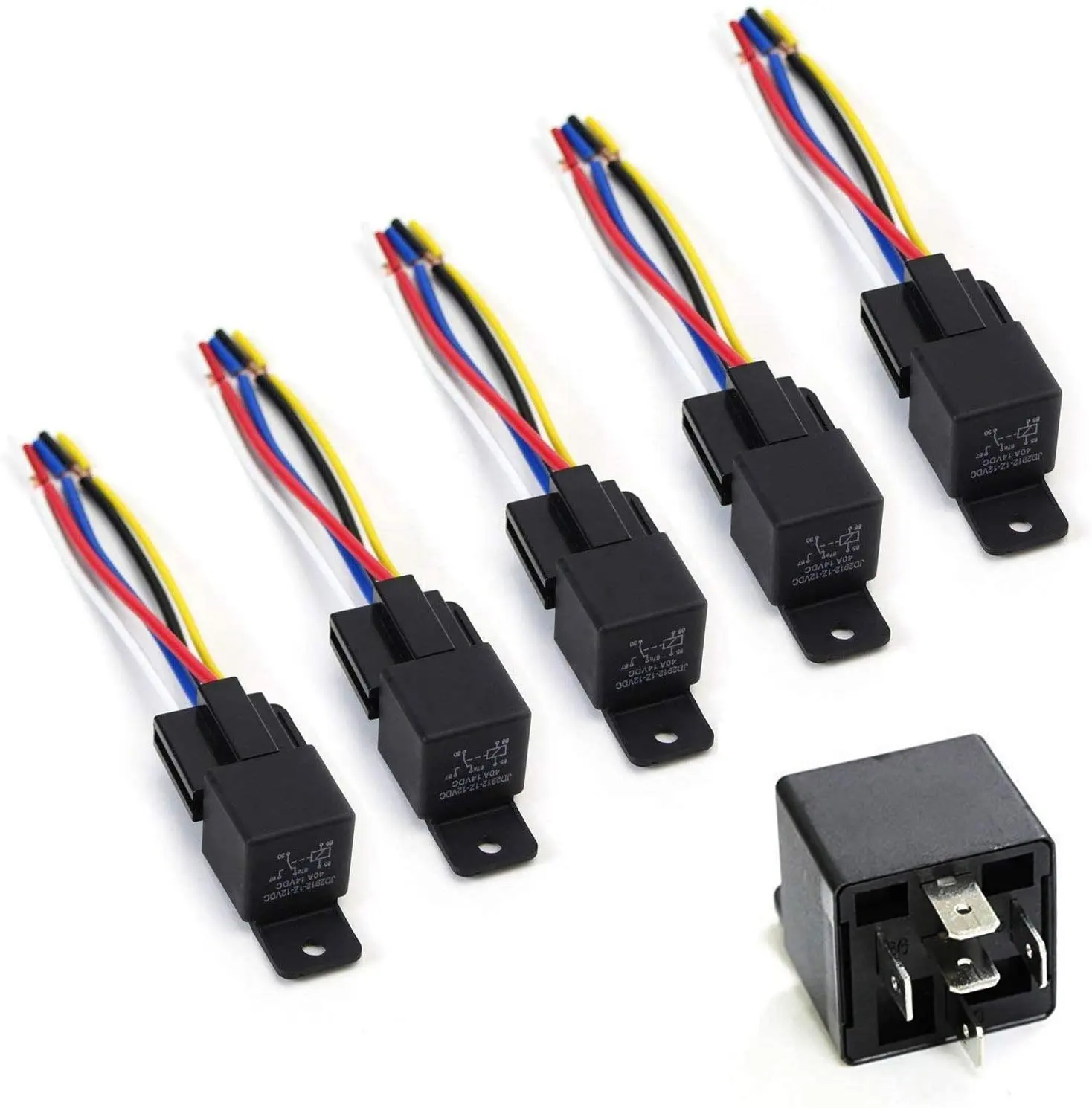 5ขา30A 40A DC12V ยานยนต์รีเลย์ไฟฟ้ารถยนต์ที่มีซ็อกเก็ตรีเลย์สายไฟเทียม