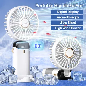 Rechargeable Rechargeable Air Circular Hand Fan Outdoor 1200mAh Handheld Portable Foldable Electric Mini Fan