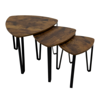 Ensemble de 3 tables basses en métal/bois au design moderne XIYUAN Meubles de salon
