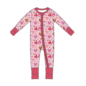 Qingli OEM tarif gratuit Valentine bébé <span class=keywords><strong>hiver</strong></span> barboteuse enfants combinaison de nuit Zippy bambou barboteuse nouveau-né combinaison de nuit avec couvre-<span class=keywords><strong>pied</strong></span> - Product Image 3
