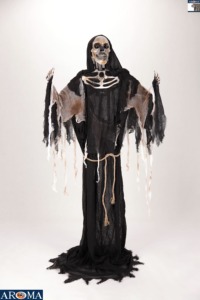 AROMA Sorcière debout de 1,80 m avec chaudron - Effets sonores et yeux blancs clignotants, Décoration d'<span class=keywords><strong>Halloween</strong></span> <span class=keywords><strong>pour</strong></span> fêtes cosplay et magasins éphémères effrayants - Product Image 4