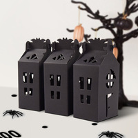 Kotak Hadiah Kardus Hitam Berongga Kreatif Khusus Halloween untuk Permen, Lilin, Bingkai Foto, Dompet