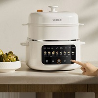 Marmite Électrique Multifonction en Céramique 700W, Cuisson Rapide, 2.5L + 4 Mini-Pots de 0.5L, Micro-Pression, Séparation des Graisses, Usage Domestique, en Plastique