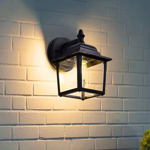 Hot Sale Modern Outdoor Aluminium Glass LED Sconce Corridor Wall <b>Lamps</b> Bar with <b>Solar</b> <b>Power</b> IP65 Waterproof Black Linear Design - Product Image 1