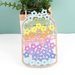 Tarro de Recompensas de Madera con Diseño de Estrella, Recortes de Madera en Forma de Flor en Colores Macaron, Incentivo Positivo para el Comportamiento Escolar, Gestión para Maestros - Product Image 1