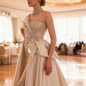 Tendances Produits 2026 Nouveautés Champagne Sheer Alter A-Line Robes De Soirée Élégante Célébrité Robes De Soirée Tapis Robes - Product Image 3