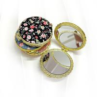 Vente chaude Double Face Floral Imprimé Maquillage Miroir Pliant Mini Vintage Style Bureau Compact Miroir De Poche