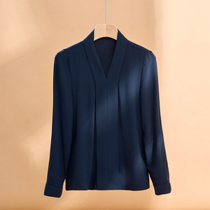 Women's Professional White Long Sleeve Shirt Satin Fabric Work Wear Solid Color Simple Design - Product Image 4