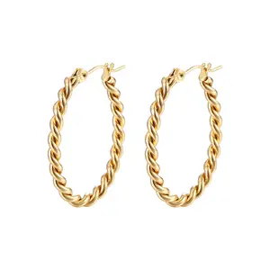 Gold twist weave ear ring Earrings Simple style stainless steel vacuum plating 18K Gold earrings