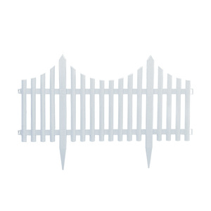 Sunsbuild Modern White Artificial Rectangle <b>Plastic</b> Picket Garden <b>Fence</b> Decorative Landscape Edging Border for Flower Bed Yard - Product Image 1