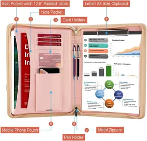 Portfolio Premium con cerniera <span class=keywords><strong>per</strong></span> <span class=keywords><strong>appunti</strong></span> con maniglia magnetica portatile Business Bag Organizer cartella <span class=keywords><strong>per</strong></span> documenti, <span class=keywords><strong>Tablet</strong></span>, telefono - Product Image 6