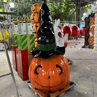 Décoration d'extérieur Citrouille d'Halloween, Ornement Créatif Citrouille Sorcière, Décoration de Fête à Domicile, Sculpture d'Halloween en Résine de Fibre de Verre