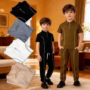 Setelan Baju Polo Anak Laki-laki Model YQ287 Ukuran 38-46, Pakaian Musim Panas, Setelan Baju Anak 2 Potong untuk Anak - Product Image 1