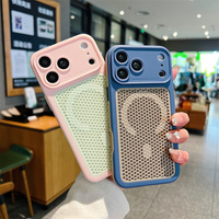 Coque de téléphone magnétique rafraîchissante en nid d'abeille pour l'été, pour iPhone 17 16 15 14 Pro Max, avec dos ventilé texturé ombré et respirant