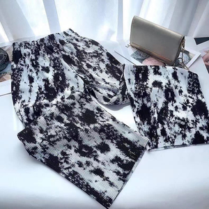 Loveda Custom Private Label donna estate allentata cravatta tinta unita Casual elasticizzata vita larga gamba lunga <span class=keywords><strong>Palazzo</strong></span> <span class=keywords><strong>pantaloni</strong></span> - Product Image 4