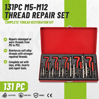 Kit de réparation de filetages métriques 131 pièces M5 M6 M8 M10 M12 avec inserts de filetage et jeu de forets pour la restauration des filetages de moteurs automobiles